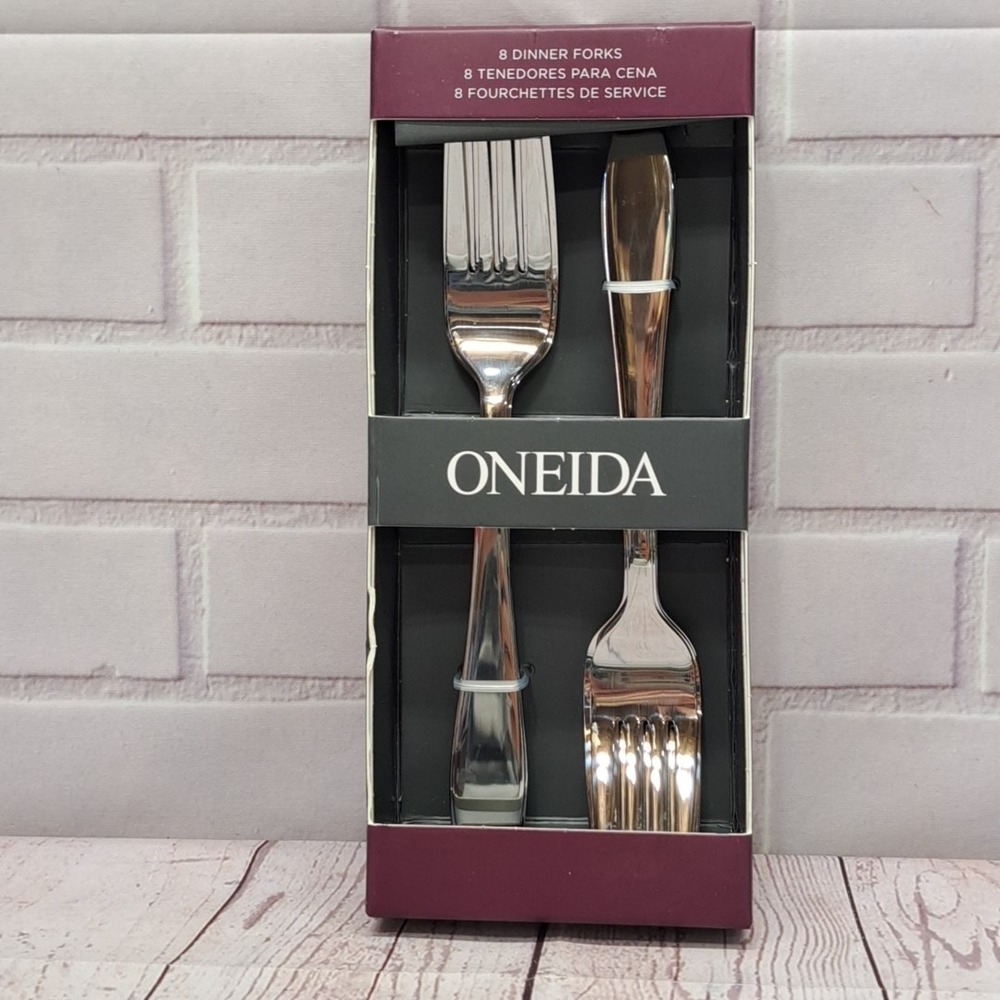 New‎ Oneida Lydell  Stainless Silverware 8pc  Dinner Forks 7.5"